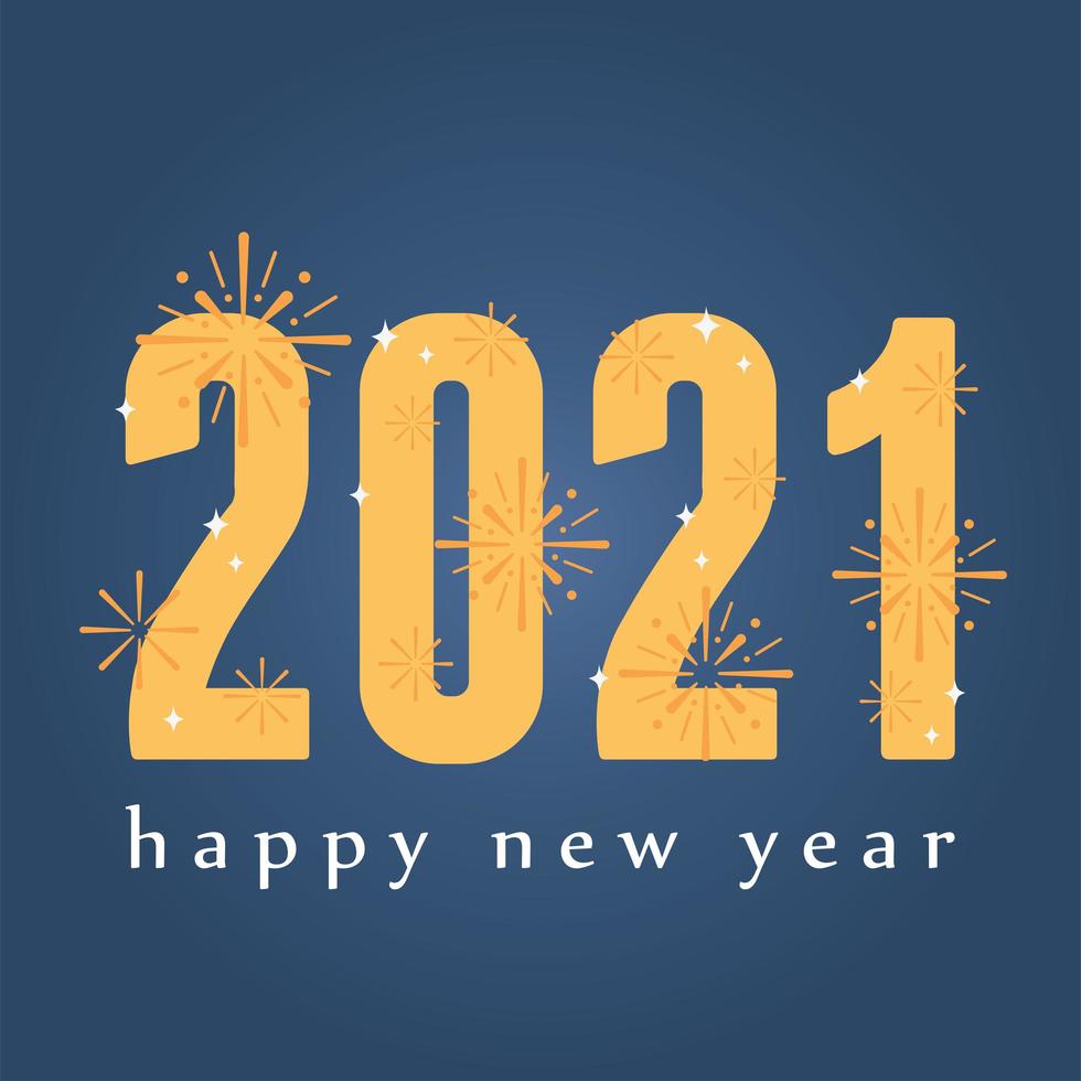 Happy New Year 2021 lettering banner vector