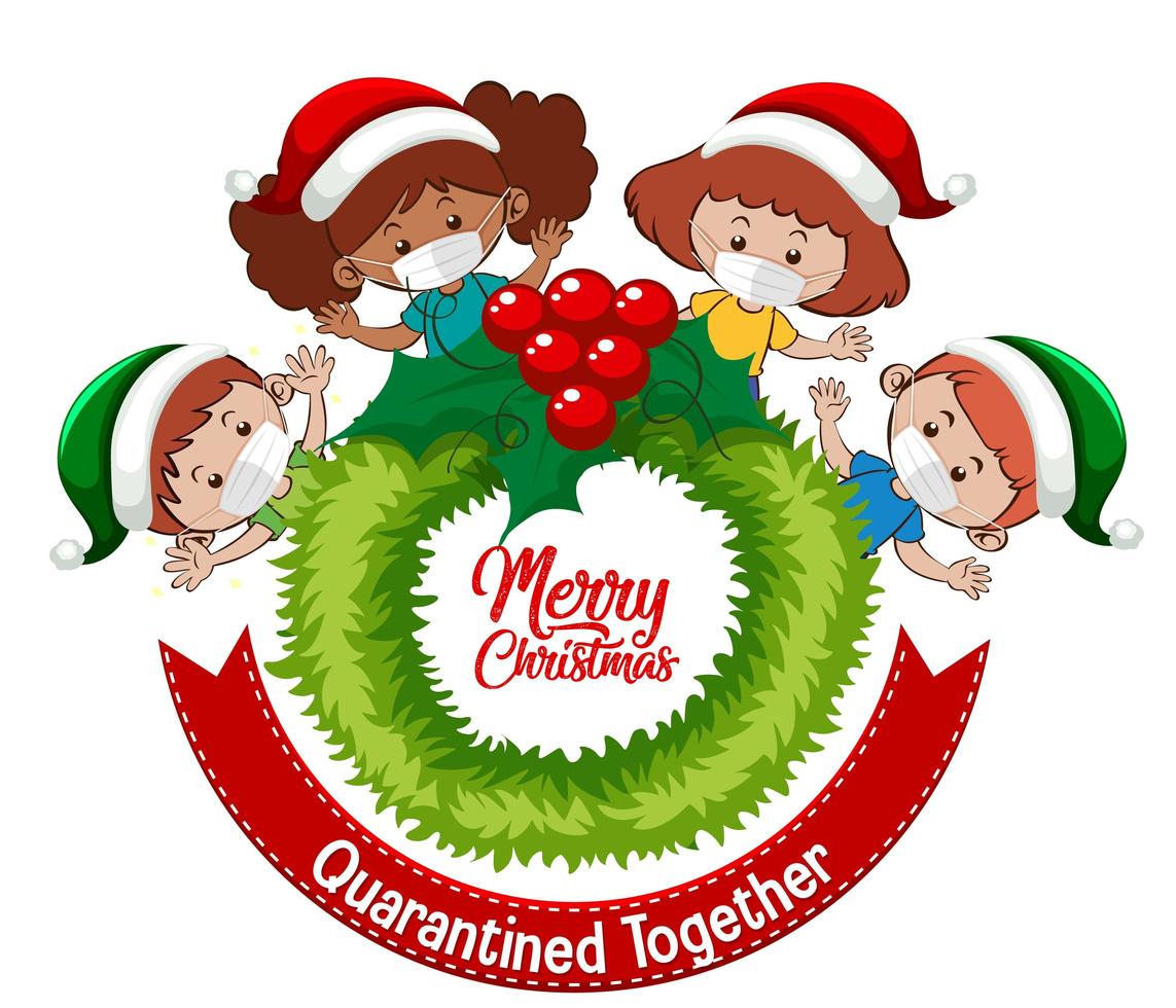 Christmas celebrating during covid quarantine vector