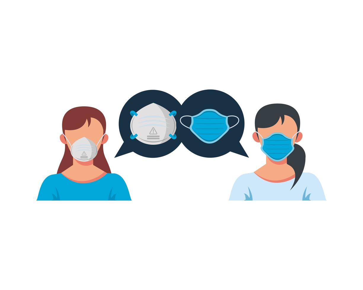 Young women wearing medical mask character vector