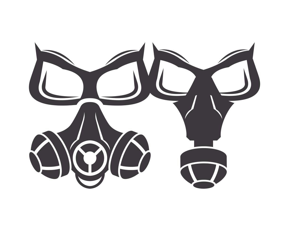 Pair of biosafety gas masks icons vector