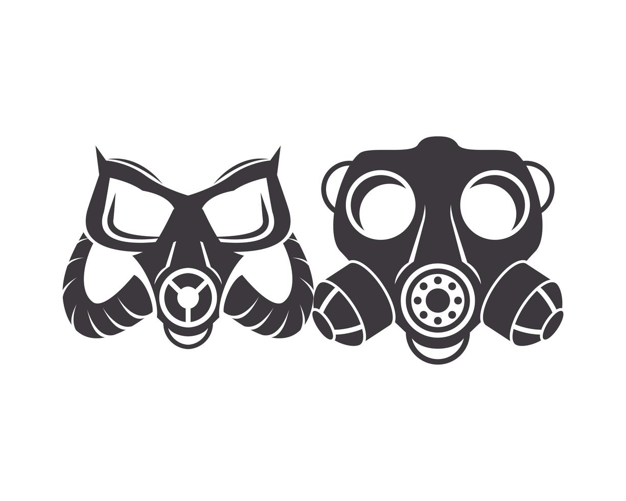 Pair of biosafety gas masks icons vector