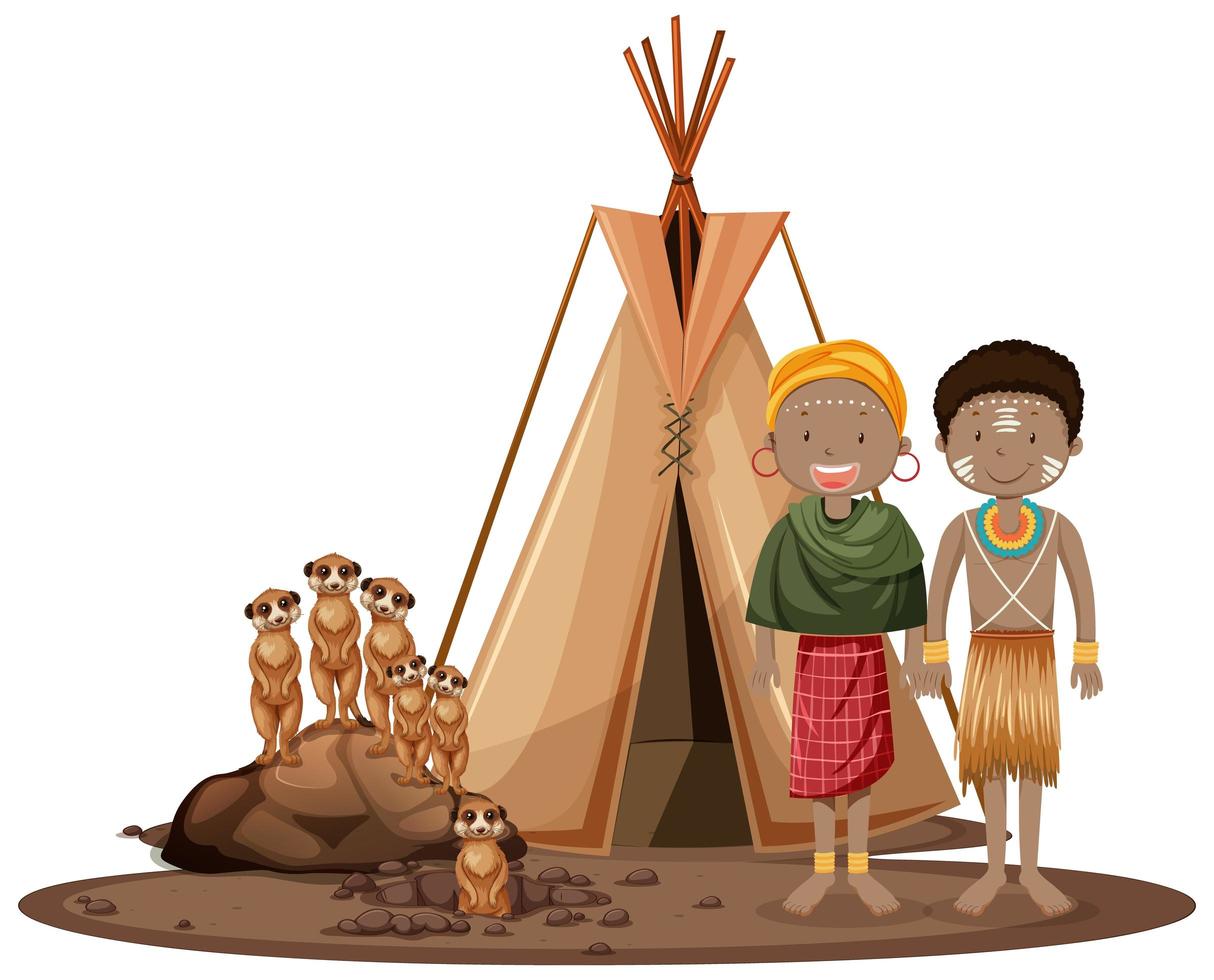 Ethnic people of African tribes vector