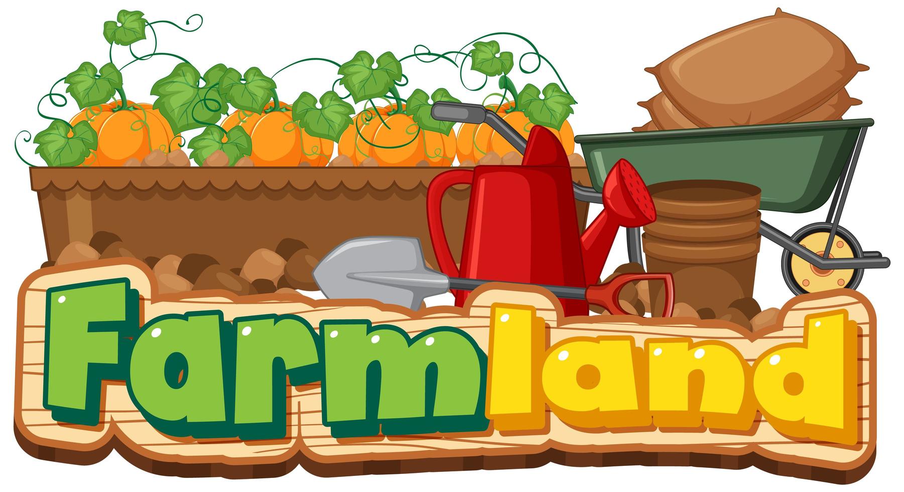 Farmland banner with gardening tools vector