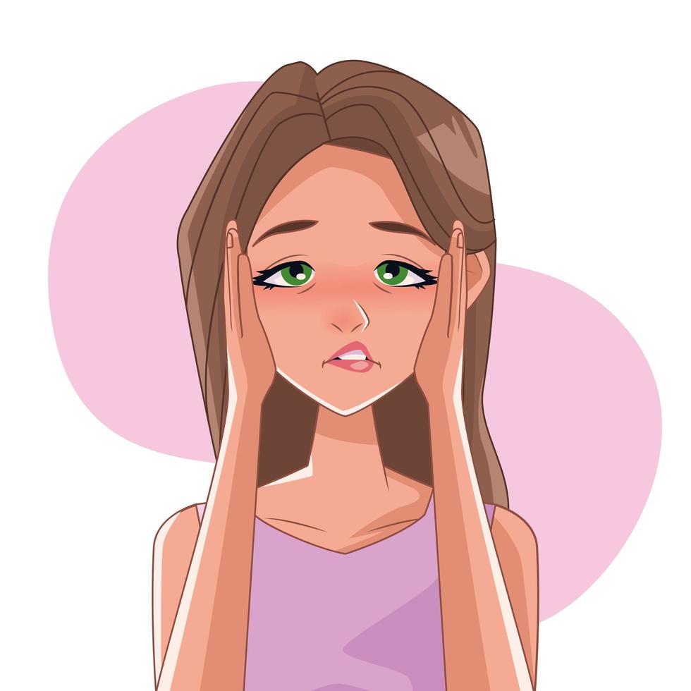 Angry woman with stress symptom character vector