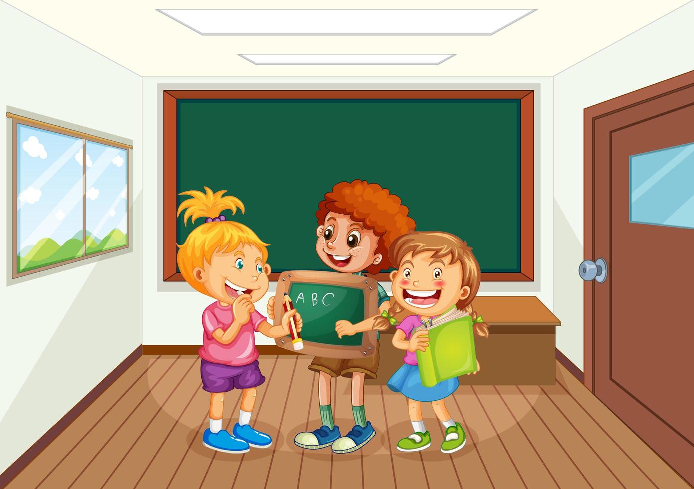 Students in the classroom vector