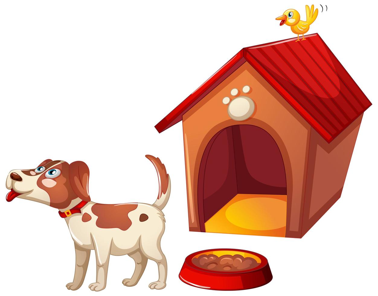 A cute dog with its house on white background vector