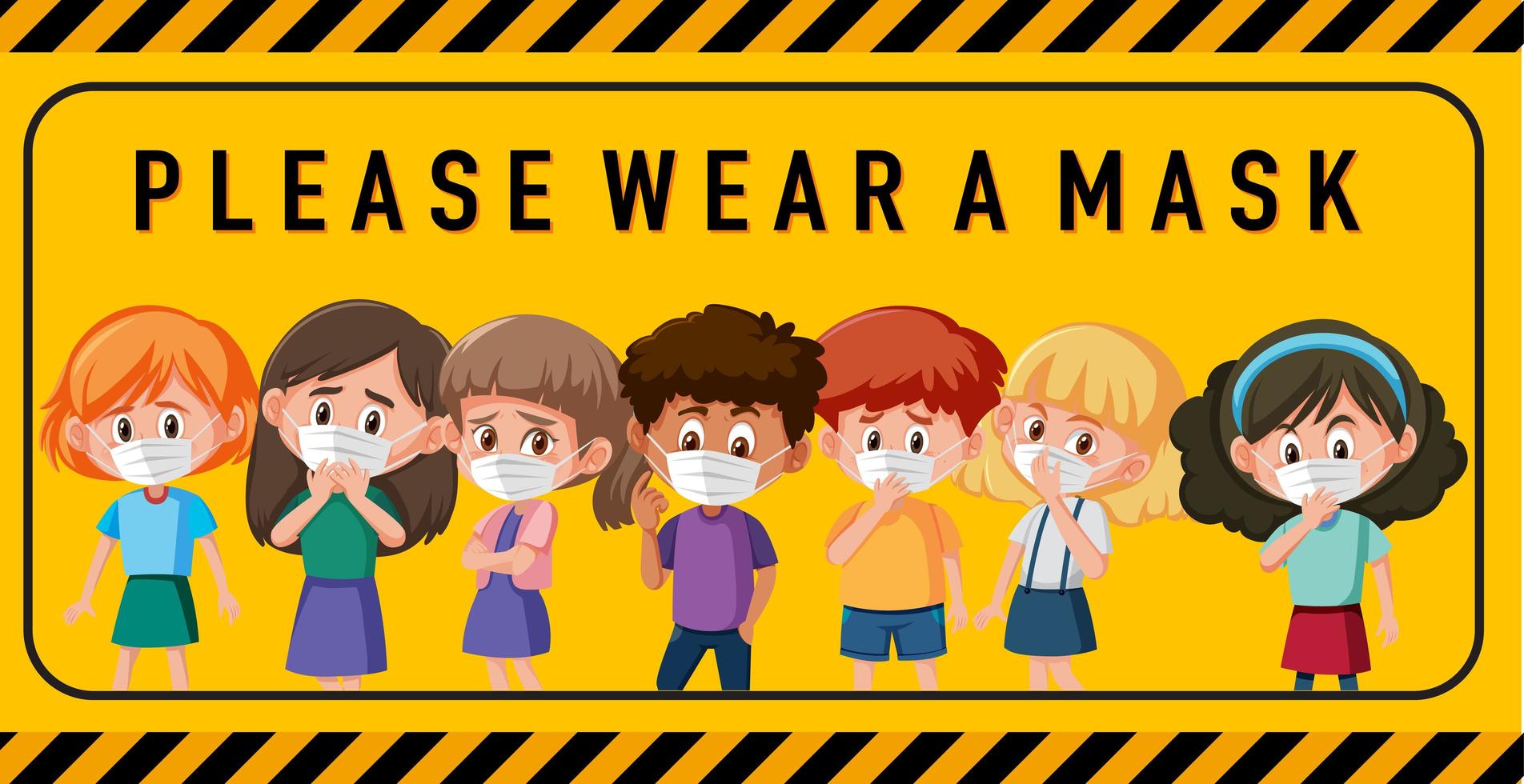 Please wear a mask sign or banner vector