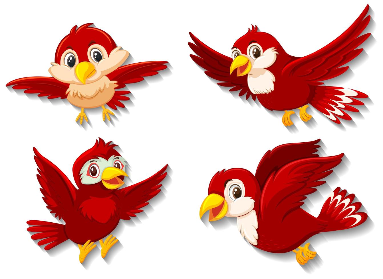 Red bird cartoon character vector