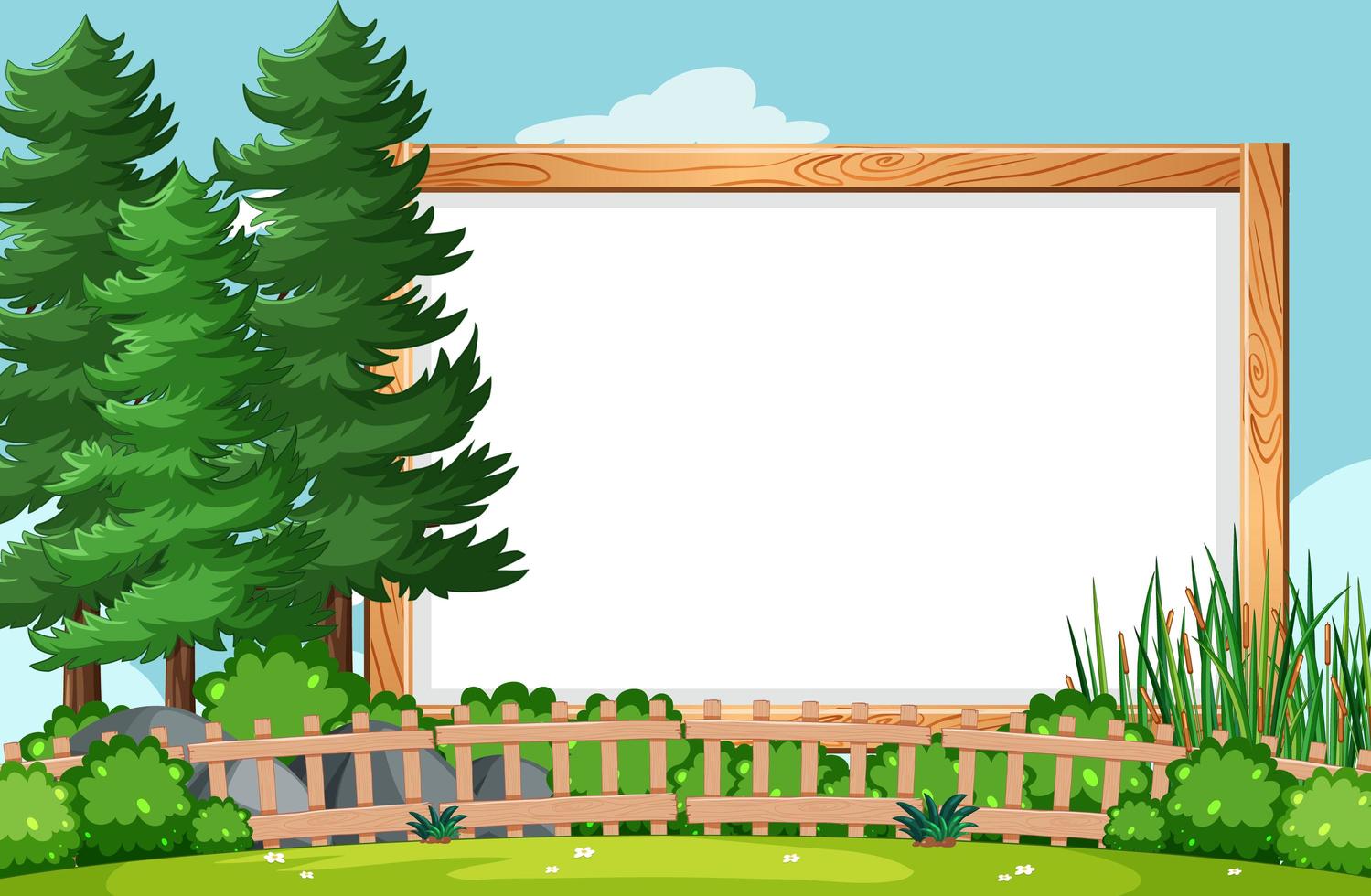 Blank wooden frame in nature scene vector