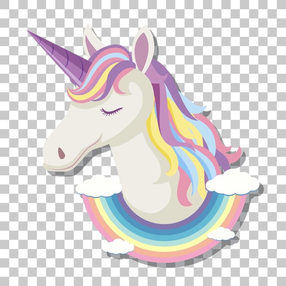 cabeza de unicornio con melena arcoiris vector