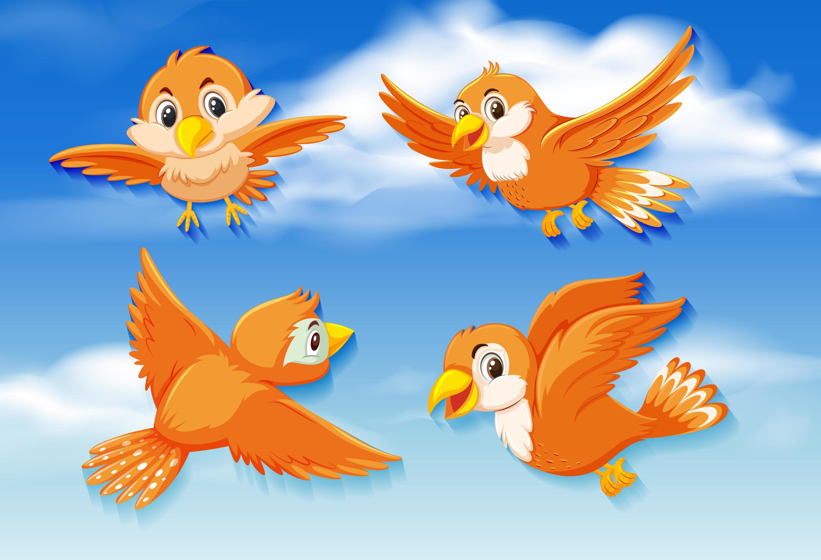 Orange birds in sky 1424925 Vector Art at Vecteezy