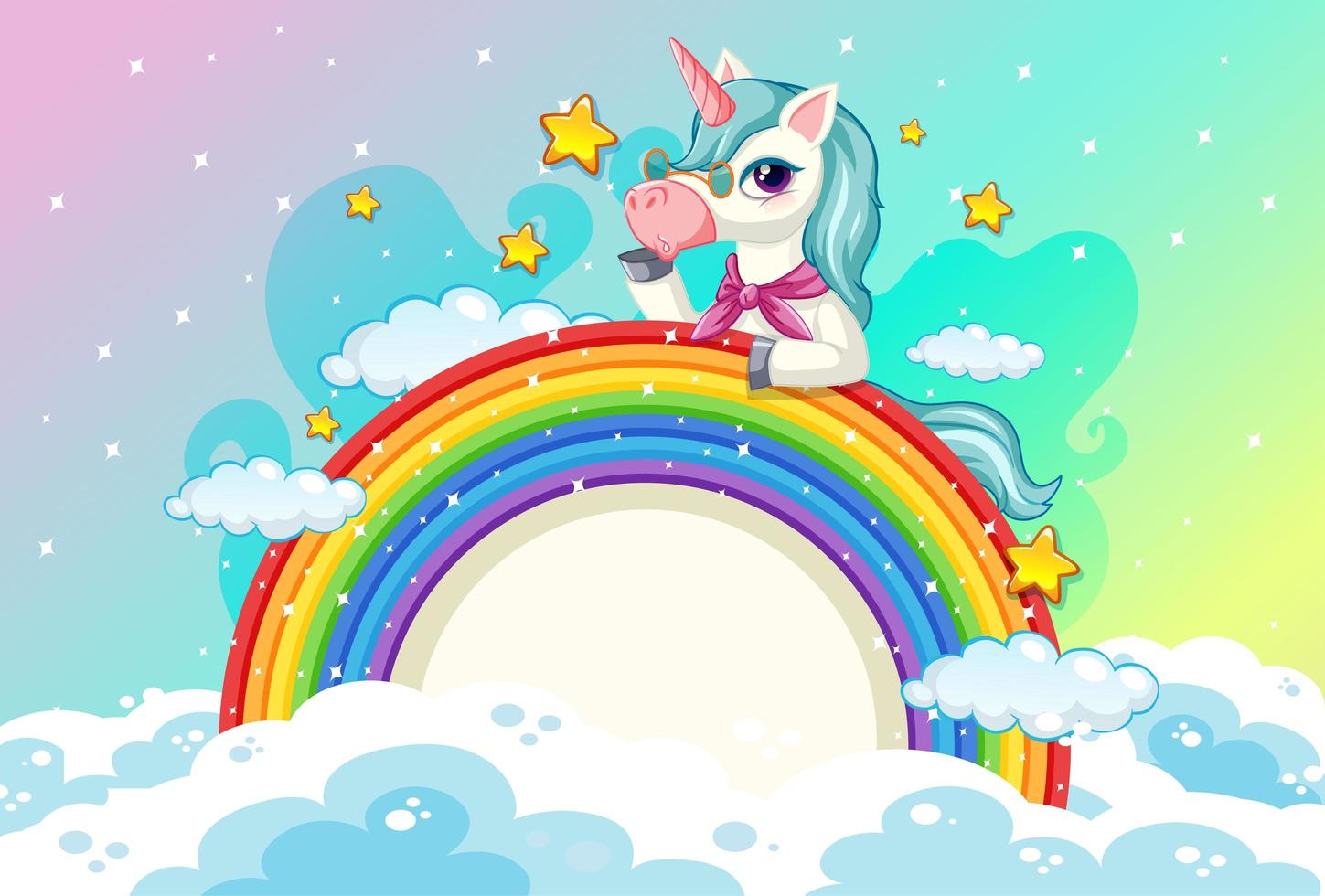 Blank banner with cute unicorn vector