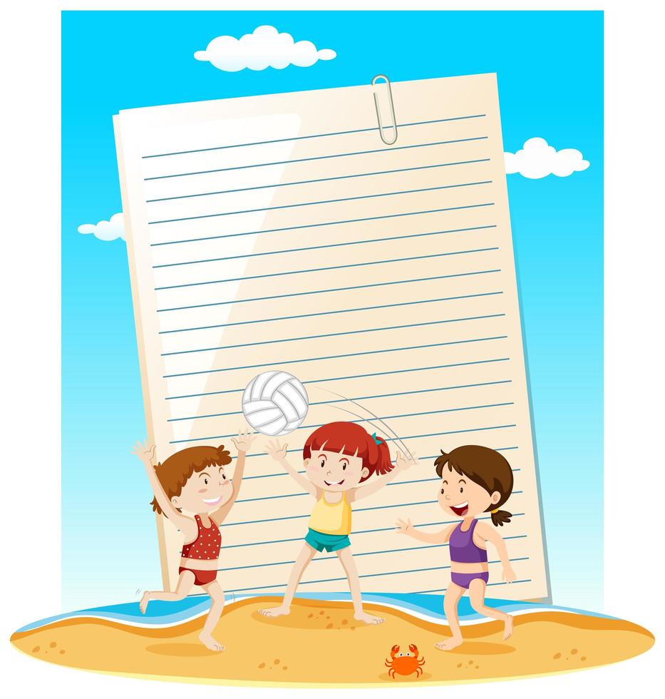 Blank paper note template summer theme vector