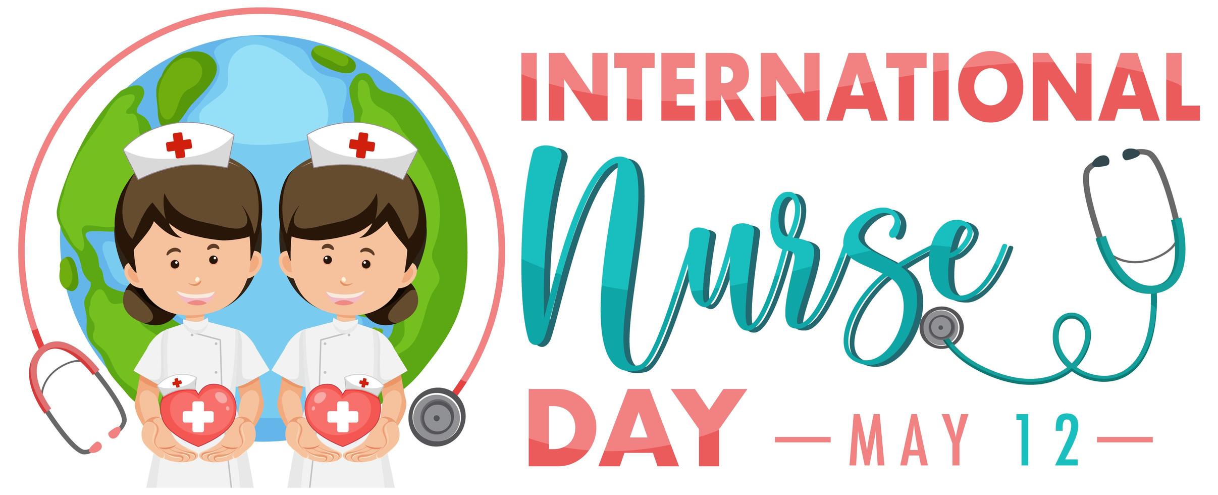 International Nurse Day banner with nurses vector