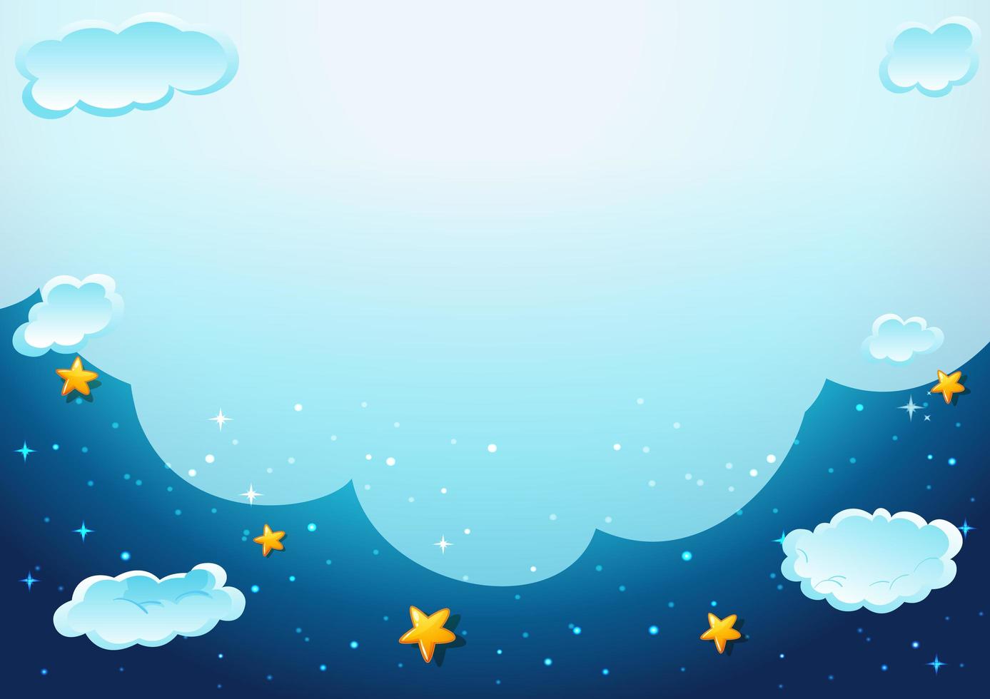 Blank cloud in the night sky template vector