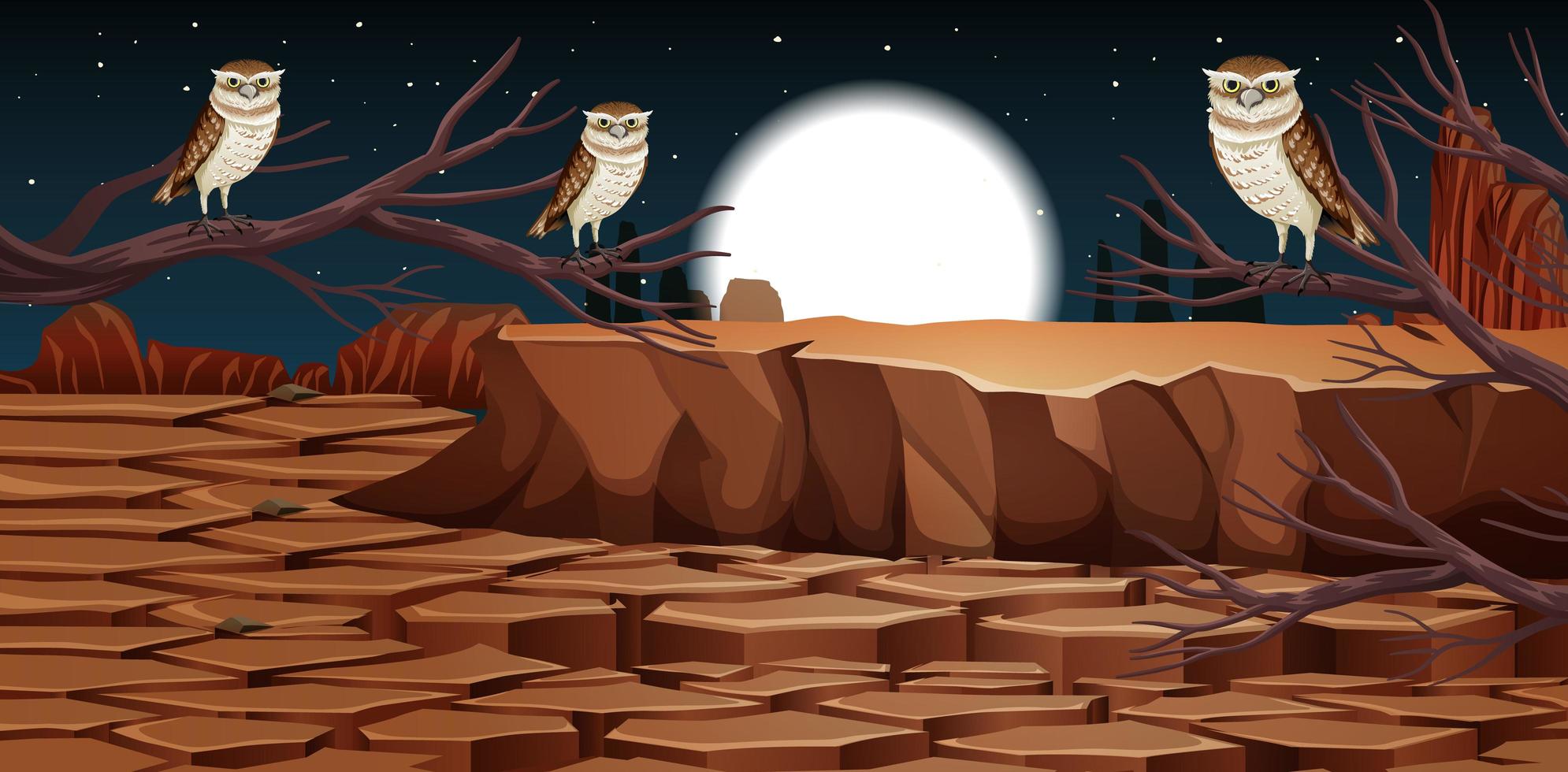 Desert with rock mountains and desert animals vector
