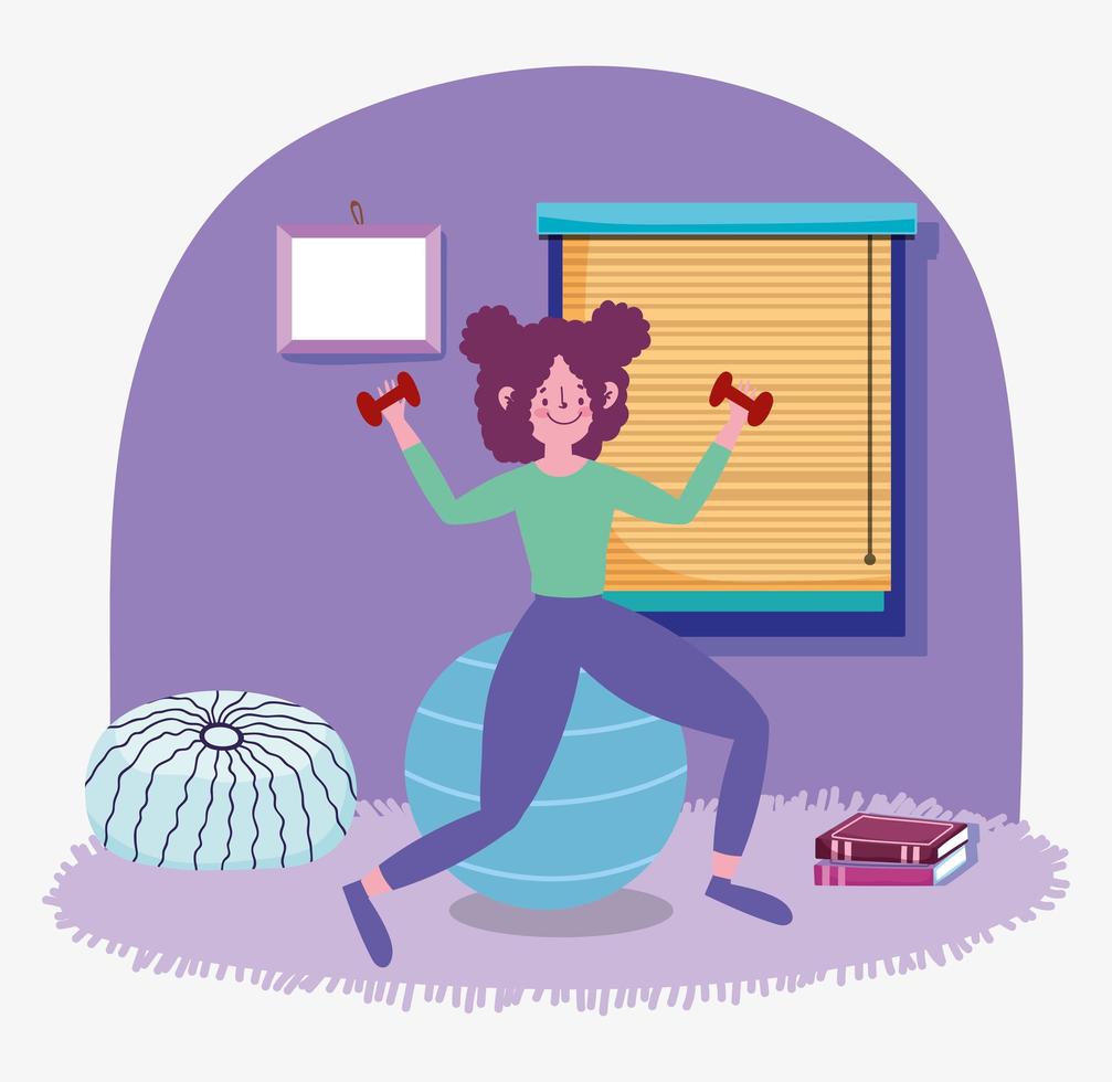 Young woman working out indoors vector