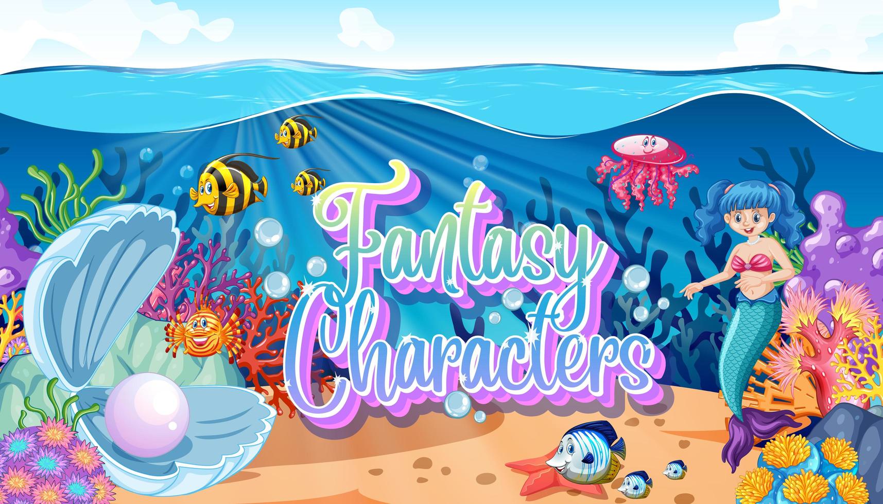 Fantasy characters logo with mermaids vector