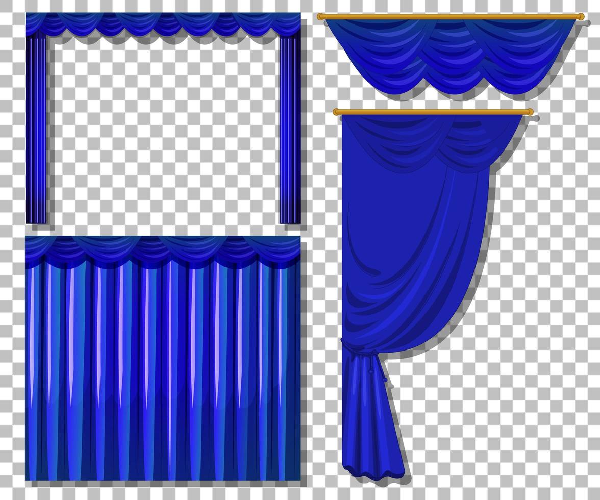 Different designs of blue curtains set vector