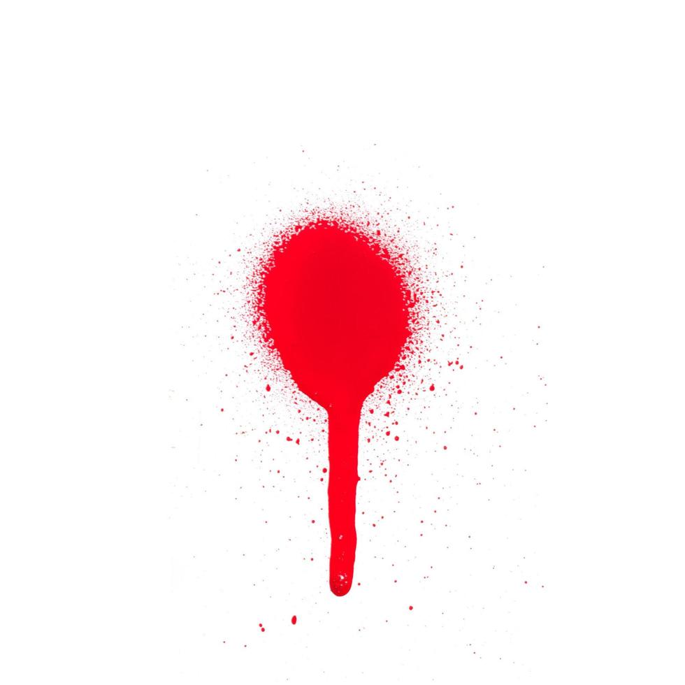 Bright red spray paint texture on white background photo