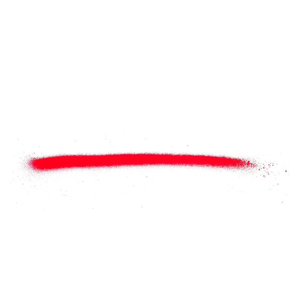 Bright red spray paint texture on white background photo