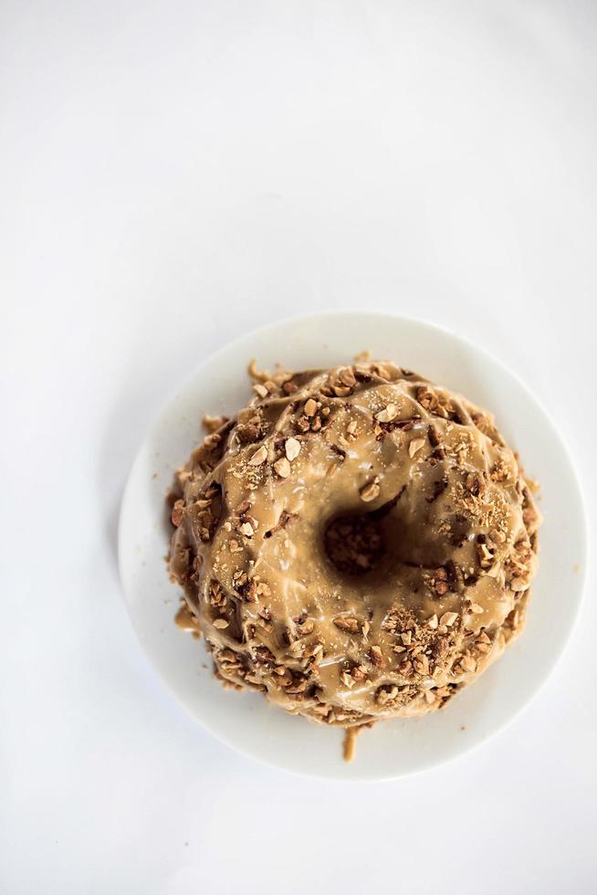 Homemade doughnut on a plate photo