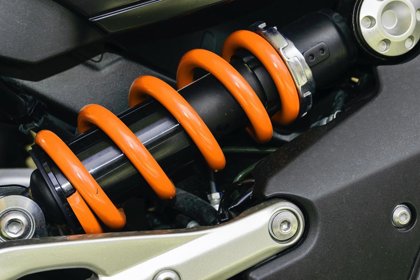 Close-up of motorcycle shock absorbers photo