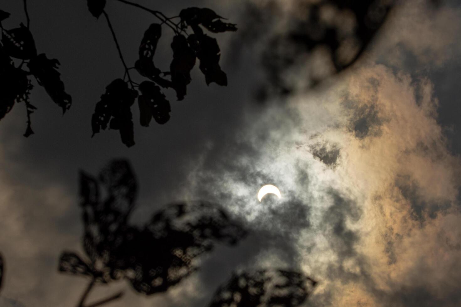 Solar eclipse with clouds photo