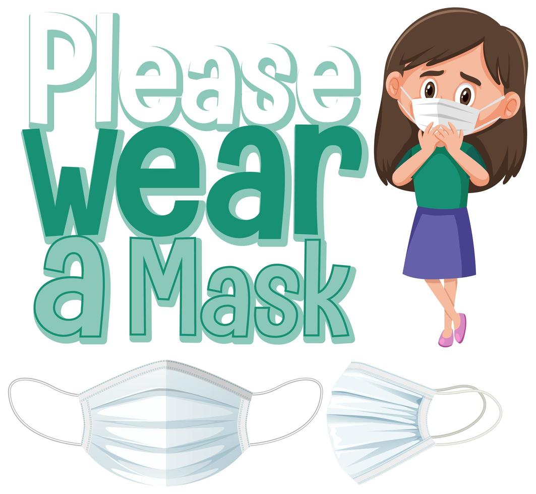 Please wear mask sign banner vector