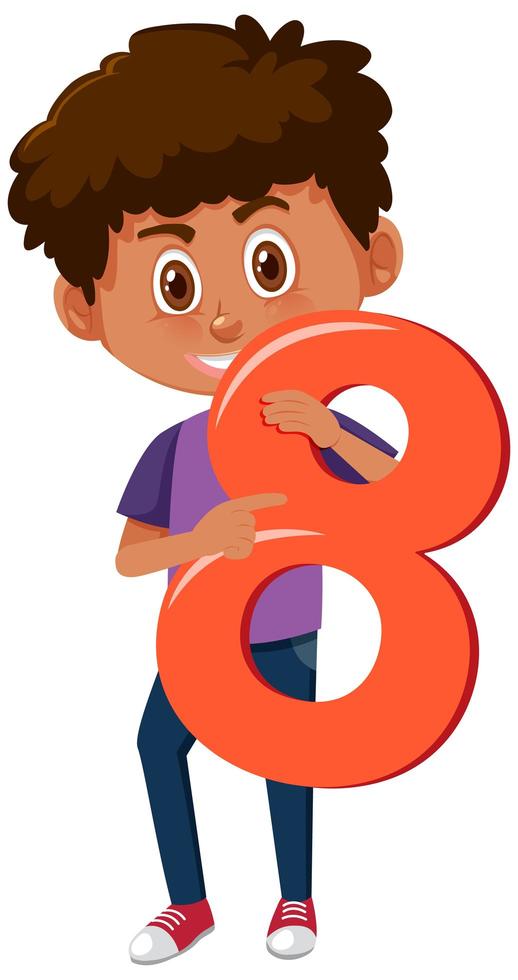 Boy holding the number 8 vector