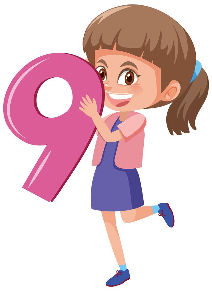 Girl holding the number 9 vector