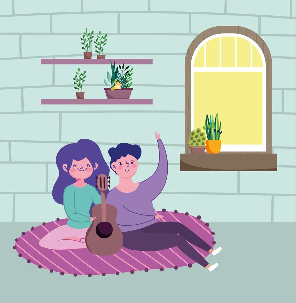 Young couple at home vector