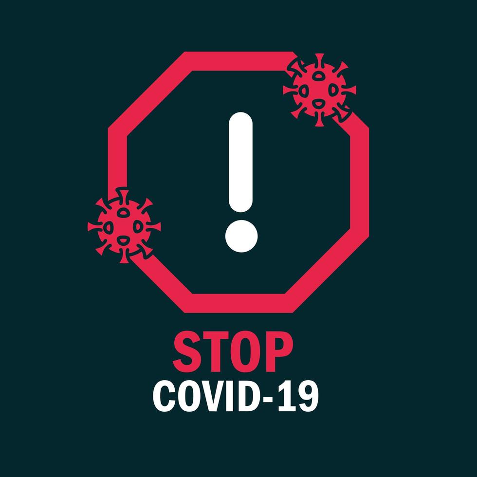 detener covid-19 con signo de pictograma vector