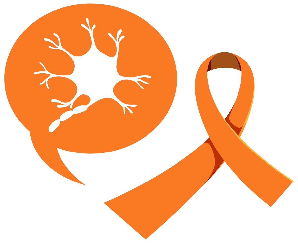 cinta naranja conciencia sobre la leucemia y la esclerosis múltiple vector