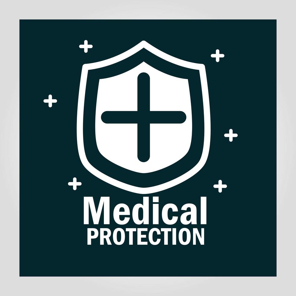 Medical protection banner with shield pictogram vector