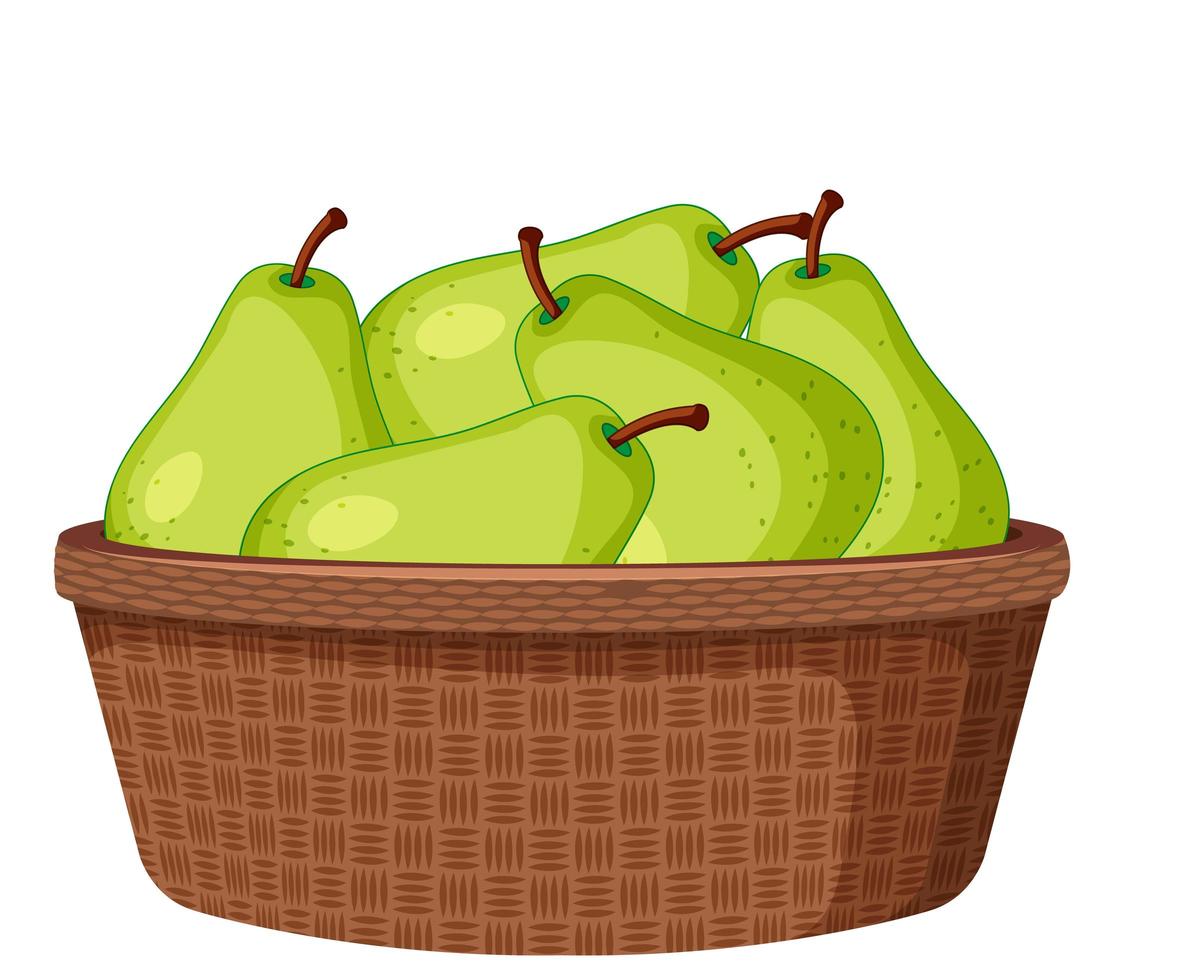 Green pears in the basket isolated vector