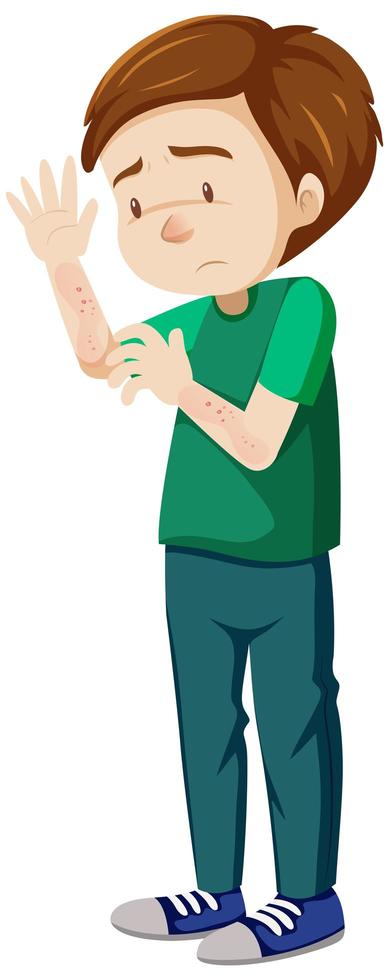 A man with itchy skin rash vector