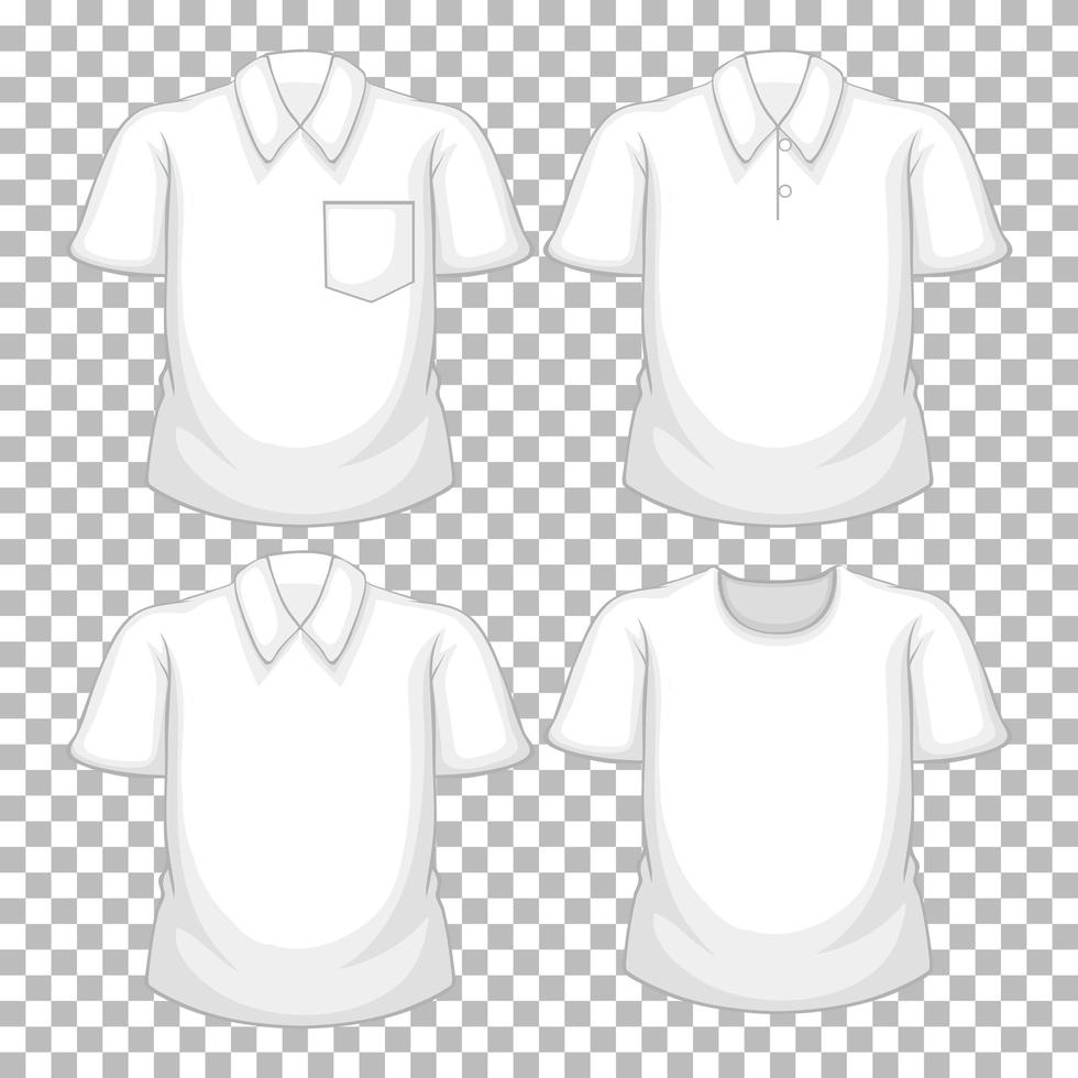 conjunto de diferentes camisas blancas aisladas vector