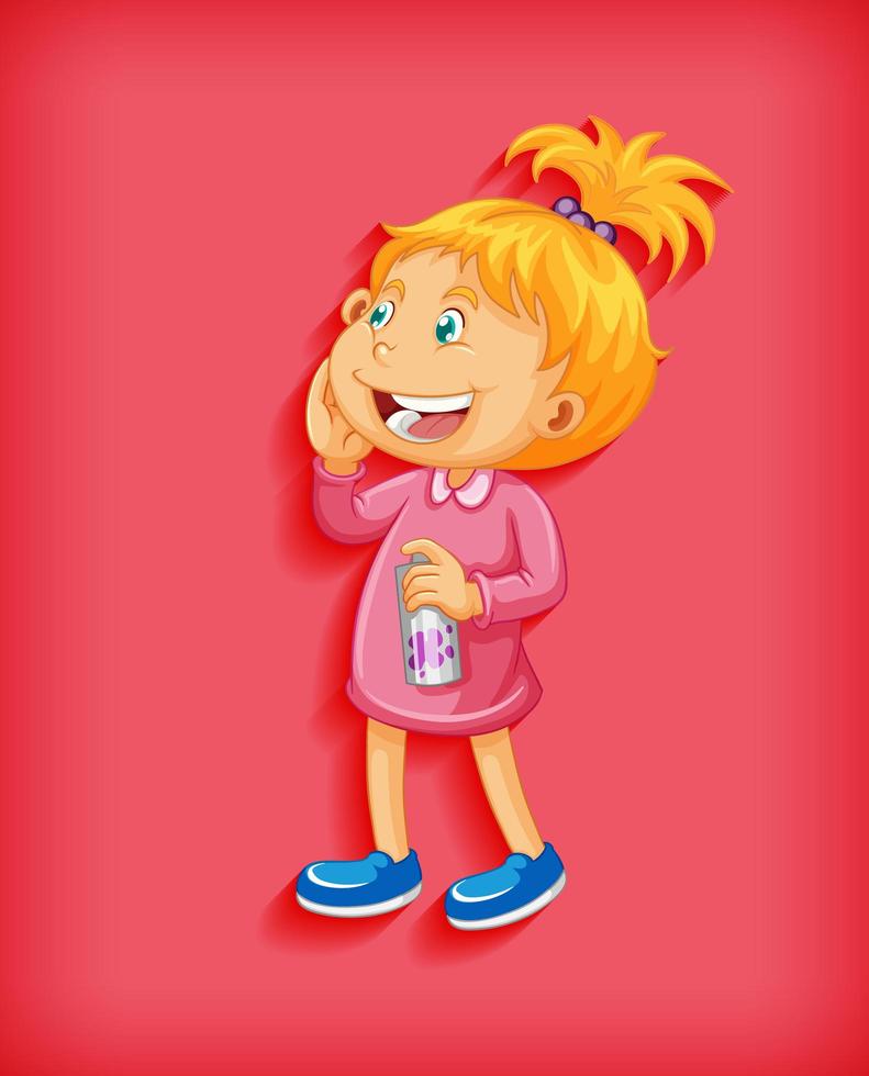 linda niña sonriendo en posición de pie cartoon vector