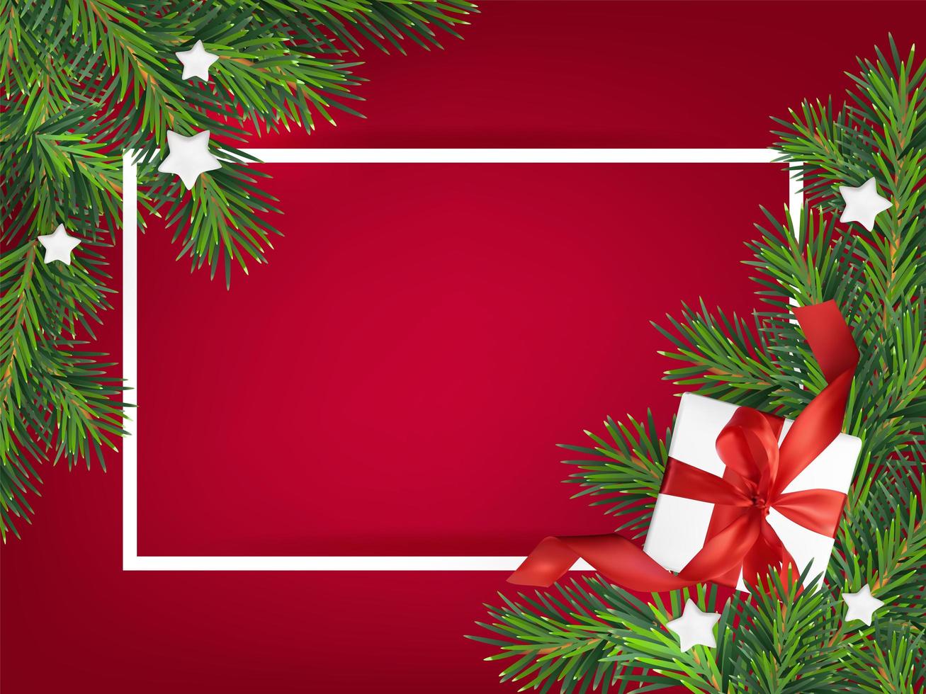 Merry Christmas red background frame vector