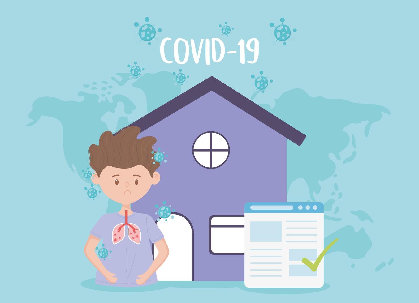 Man with Covid-19 symptoms banner vector