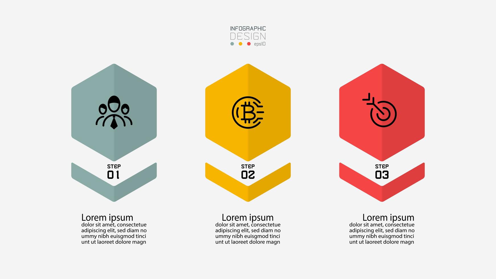 Conjunto de iconos de infografía de forma hexagonal vector