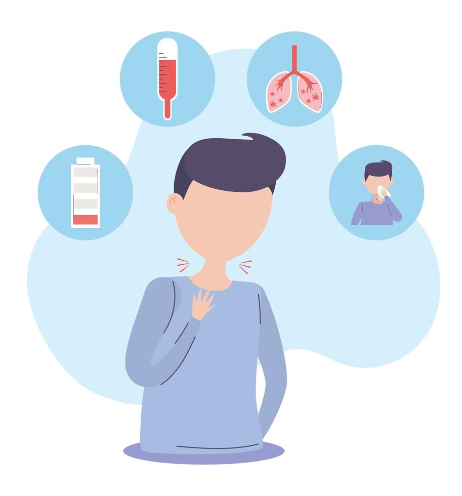 Man with Covid-19 symptoms banner vector