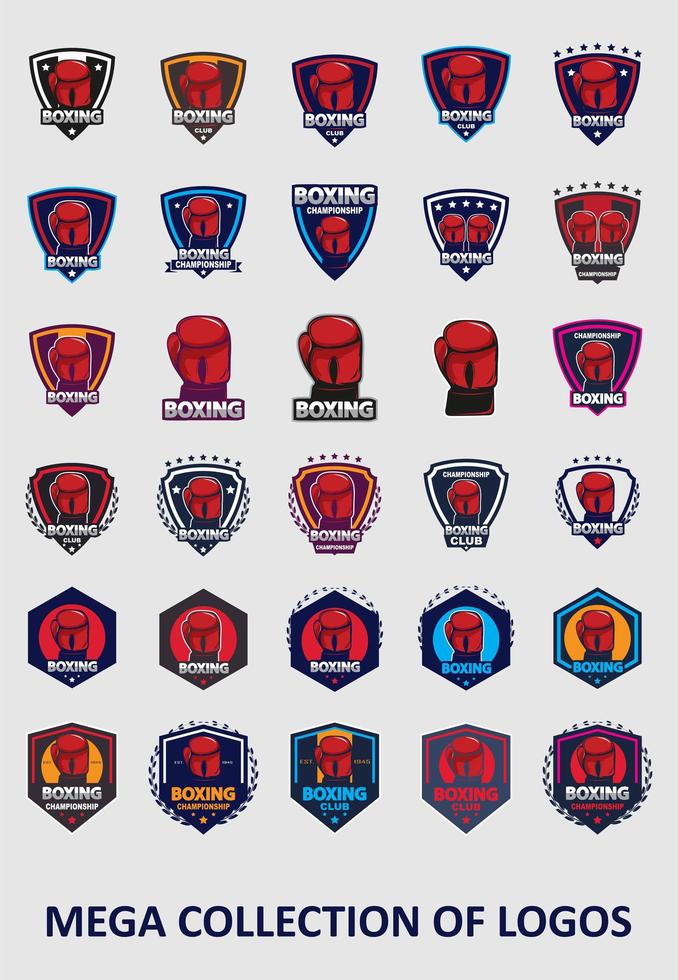 Boxing logo template collection vector