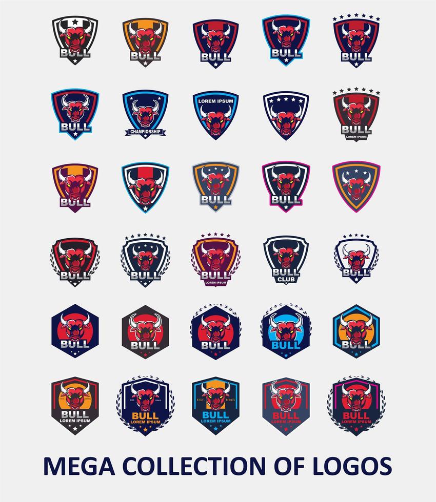 Bull logo template collection vector
