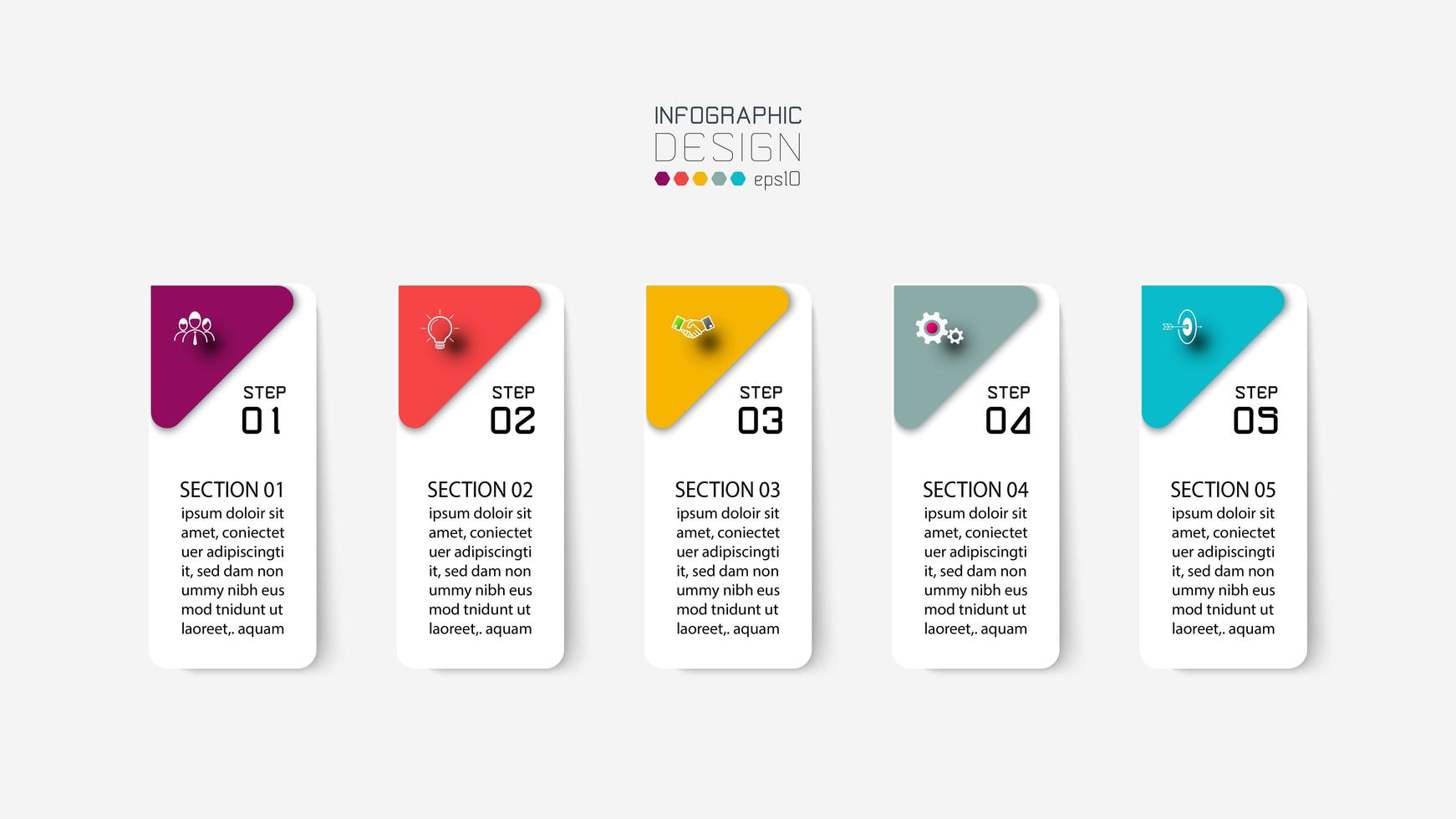 Vertical rectangular infographic label steps set vector