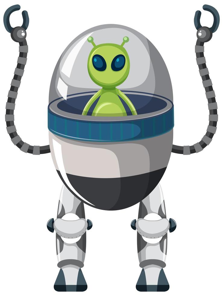 Alien on the robot on white background vector