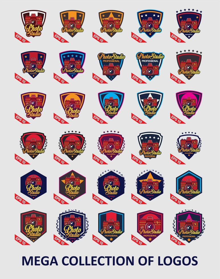 Camera logo template collection vector