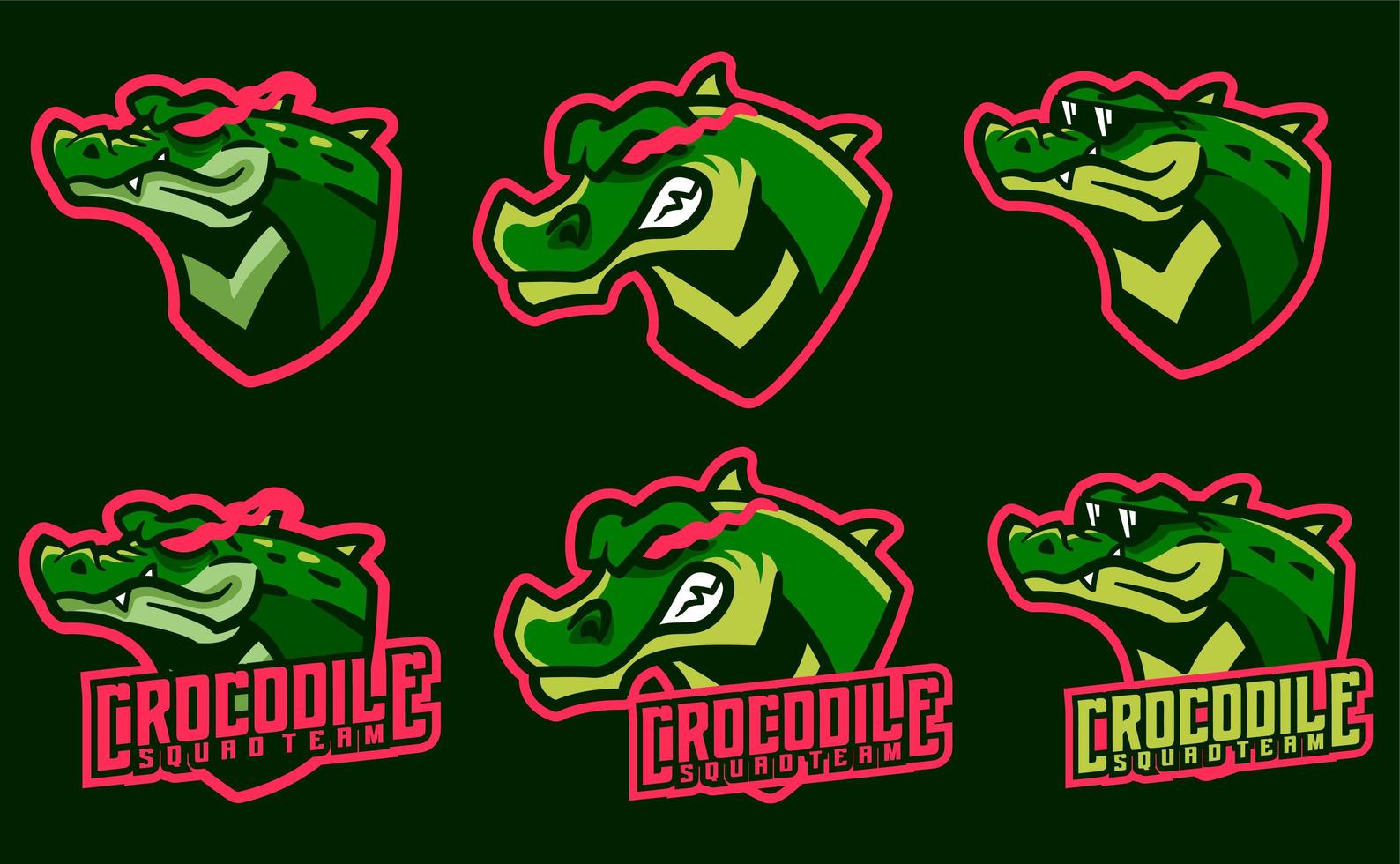 Crocodile mascot set vector