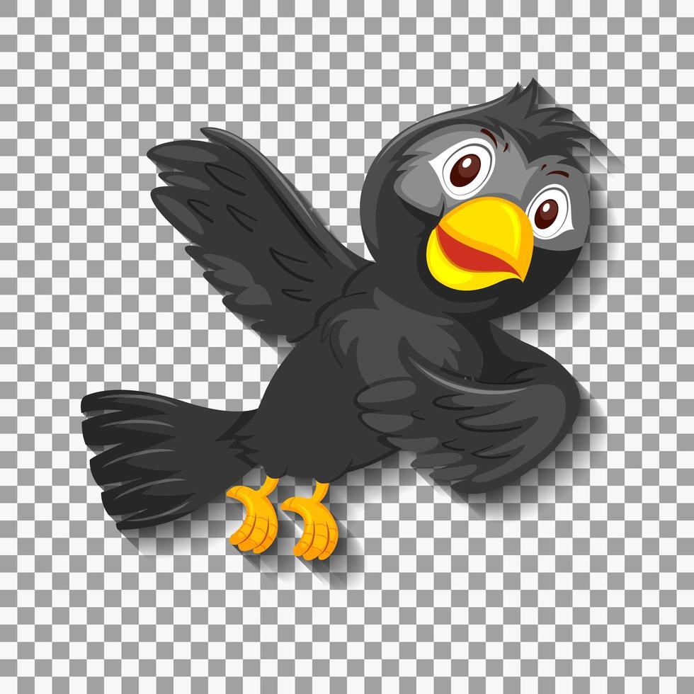personaje de dibujos animados lindo pájaro negro vector